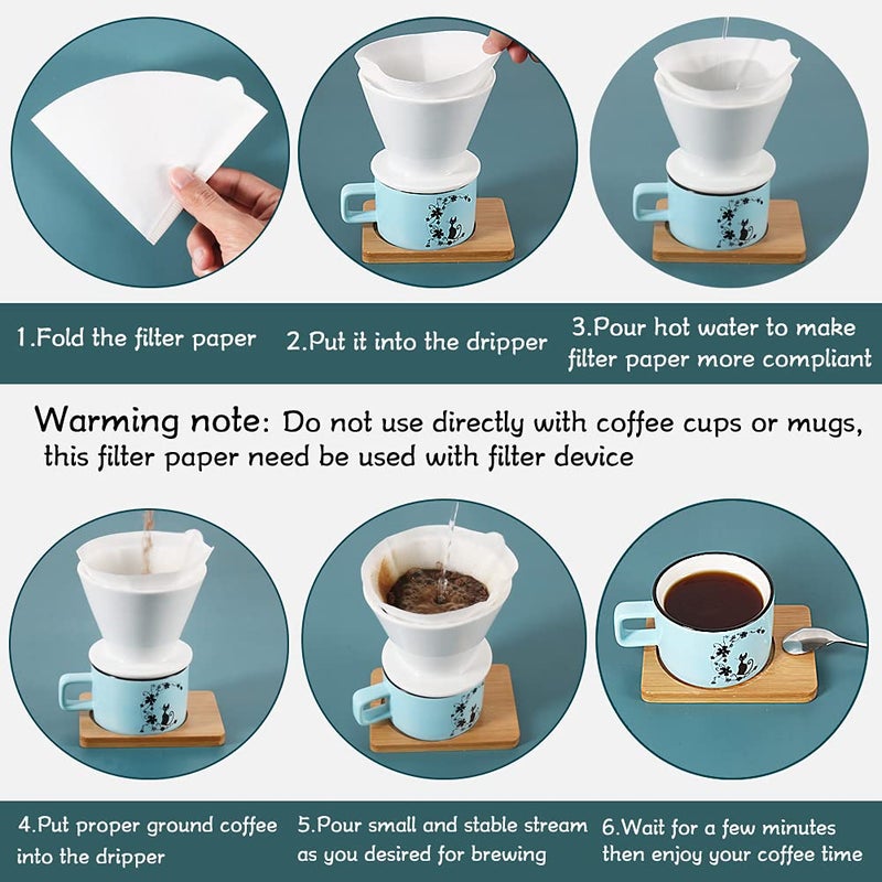 YQL V02 Coffee Filter,Size02 200 Count Natural White Disposable Coffee Filters Paper Fit for Drip Coffee Dripper(2-6Cup) - Image 4